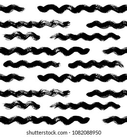 Seamless Abstract Wave Pattern vector background, water sea modern illustration. wavy brush stroke, curly grunge paint lines