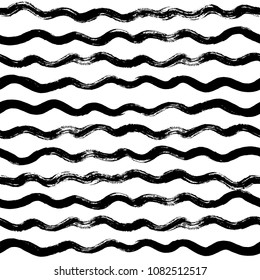 Seamless Abstract Wave Pattern vector background, water sea modern illustration. wavy brush stroke, curly grunge paint lines