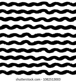 Seamless Abstract Wave Pattern vector background, water sea modern illustration. wavy brush stroke, curly grunge paint lines