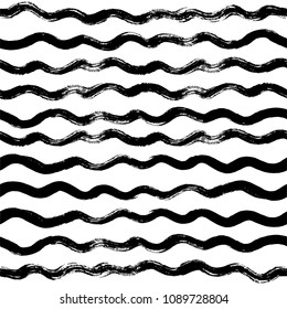 Seamless Abstract Wave Pattern vector background, water sea modern illustration. wavy brush stroke, curly grunge paint lines