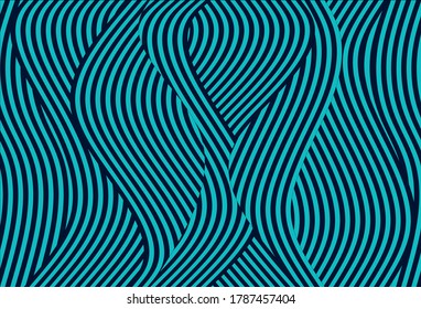 Seamless Abstract wave vector background.Stylized colorful flowing water 3d illusion.Modern graphic line art.