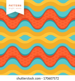 Seamless abstract waves pattern, wavy background. Bright colorful background. Endless pattern can be used for wallpaper, pattern fills, web page background, surface textures. 