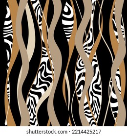 Seamless abstract wavy with animal skin pattern. Vector Illustration.