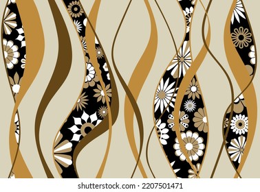 Patrón ondulado, floral abstracto e inexorable. Ilustración vectorial.