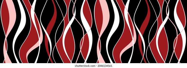 Seamless abstract wavy line on black.Vector Illustration.