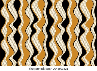 Seamless abstract wavy line on black.Vector Illustration.
