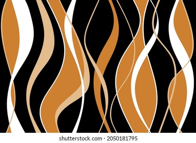 Seamless abstract wavy line on black.Vector Illustration.