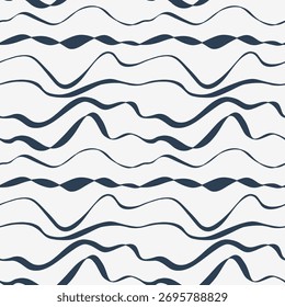 Seamless abstract wavy line pattern in monochrome design