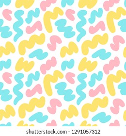 Seamless abstract wavy stroke marker vector pattern. Hand drawn colorful background