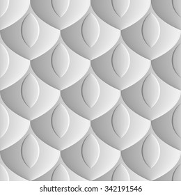 Seamless abstract  white background - scales embossed design. Light tone. Vector 3D illustration EPS8.