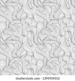 Seamless abstract white hand drawn pattern, waves background.