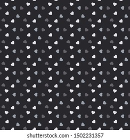 Seamless abstract white heart pattern black background vector - Fabric,backgrounds,wallpapers,gift warps etc.