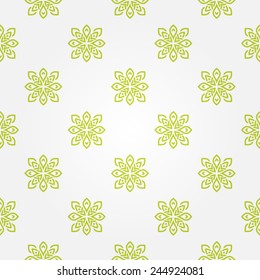 Seamless abstract white pattern with green decorative elements. Vector illustration