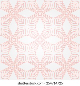 Seamless abstract white pattern with pink fancy ornament. Vector illustration