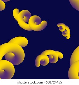 Seamless abstract yellow 3D spiral vector pattern