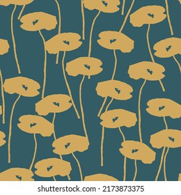 Seamless Abstract Yellow Flowers Stamp Pattern Background , Greeting Card Or Fabric