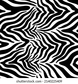 Seamless abstract zebra skin pattern background. Decorative design freehand creative paint. Texture chaotic element.