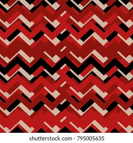 Seamless Abstract Zig Zag Black Red Brown Paper Background Vector Pattern