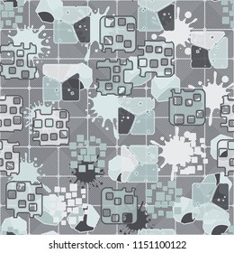 Seamless abstraction against a background of rounded squares consisting of mutually perpendicular diagonal lines.