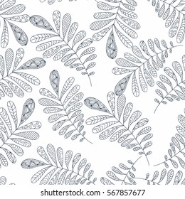 Seamless abstraction background delicate leaves on a white background
