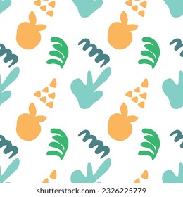 Seamless abstraction, colorful shapes and doodle objects. Abstract contemporary modern trendy vector illustration. All elements are isolated