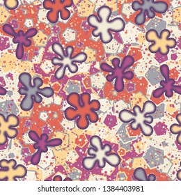 Seamless abstraction from convex blots drawn by hand, with a colorful background.