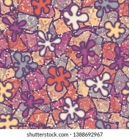 Seamless abstraction from convex blots drawn by hand, with a colorful background.