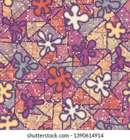 Seamless abstraction from convex blots drawn by hand, with a colorful background.