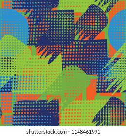 Seamless. Abstraction. A hodgepodge of color. A grid of different rectangles on the background.