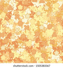 Seamless abstraction of looped shapes, with a colorful background. Easy editing.