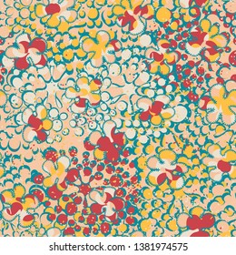 Seamless abstraction from motley blots hand-drawn, with colorful background.