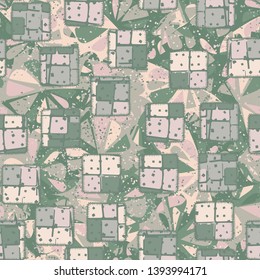 Seamless abstraction of motley sewn patches hand-drawn, with a colorful background.