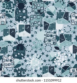 Seamless abstraction on the background of five-pointed stars of different sizes.