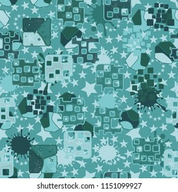 Seamless abstraction on the background of five-pointed stars of different sizes.