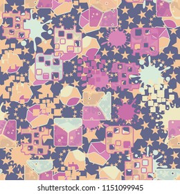 Seamless abstraction on the background of five-pointed stars of different sizes.