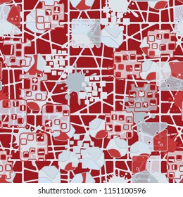 Seamless abstraction on the background of a grid of squares drawn with oblique lines.
