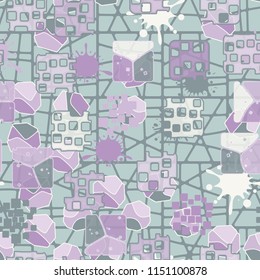 Seamless abstraction on the background of a grid of squares drawn with oblique lines.