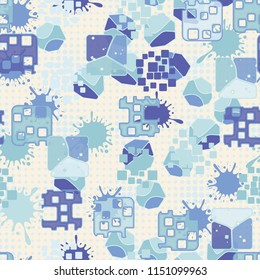 Seamless abstraction on the background of small circles of different sizes arranged in rows.