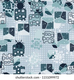 Seamless abstraction on the background of small circles of different sizes arranged in rows.