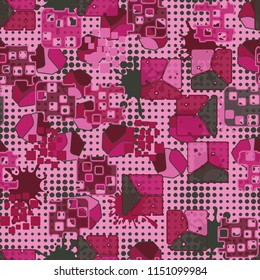 Seamless abstraction on the background of small circles of different sizes arranged in rows.