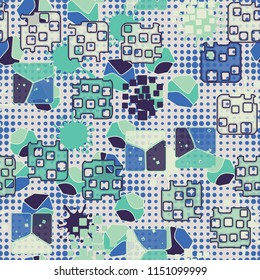 Seamless abstraction on the background of small circles of different sizes arranged in rows.