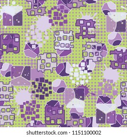 Seamless abstraction on the background of small circles of different sizes arranged in rows.