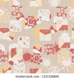 Seamless abstraction on a background of squares consisting of thin diagonal lines.