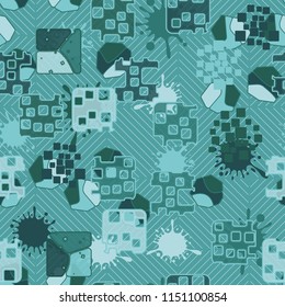Seamless abstraction on a background of squares consisting of thin diagonal lines.