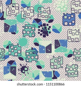 Seamless abstraction on a background of squares consisting of thin diagonal lines.