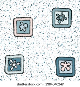 Seamless abstraction from painted convex blobs in hand-drawn frames with a colorful background.