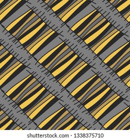 Seamless abstraction pattern with lines and geometric shapes.