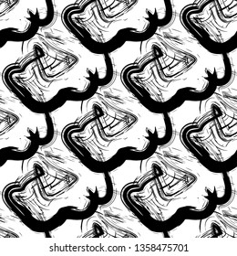 Seamless abstraction pattern with lines and geometric shapes.