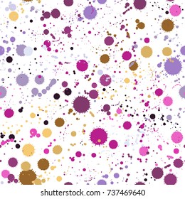 Seamless abstraction pattern of paint splash, vector colorful illustration on white background.