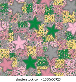 Seamless abstraction from the sea stars drawn by hand, with a colorful background.